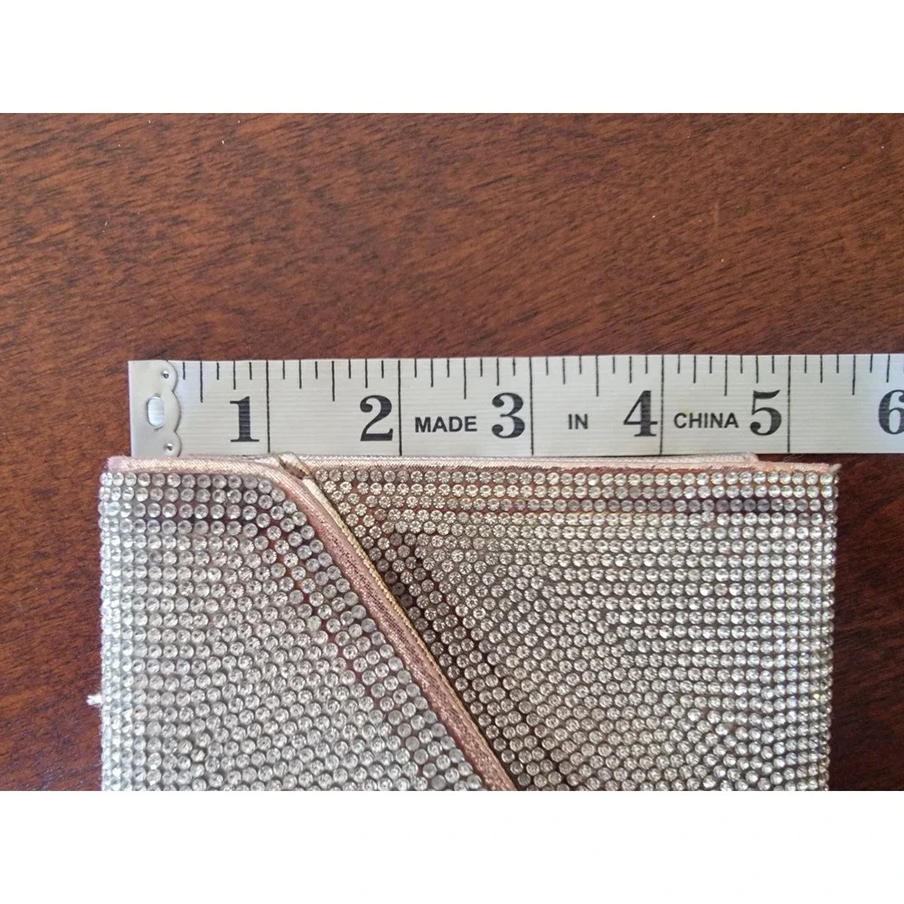 Lulu Townsend Silver Rhinestone Envelope Clutch Chain Shoulder Strap Snap Party